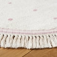 thumbnail image 3 of SAFAVIEH Easy Care Leptis Polka Dot Cotton Machine Washable Area Rug, Ivory/Pink, 6' x 6' Round, 3 of 11
