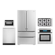 5 Piece Kitchen Package With 36" Gas Cooktop 24" Built-in Fully Integrated Dishwasher 24" Single Electric Wall Oven 24" Built-In Microwave Drawer & French Door Refrigerator