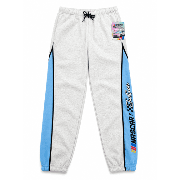 Girls Racing Graphic Fleece Jogger Sweatpants with Side Panel Size Small 7/8