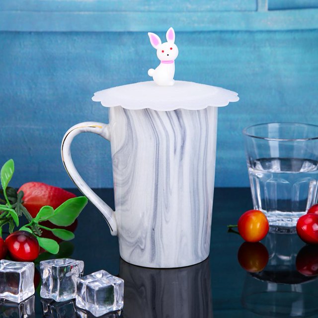 Tapa de vaso hermético de silicona transparente Likrtyny resistente al calor conejo