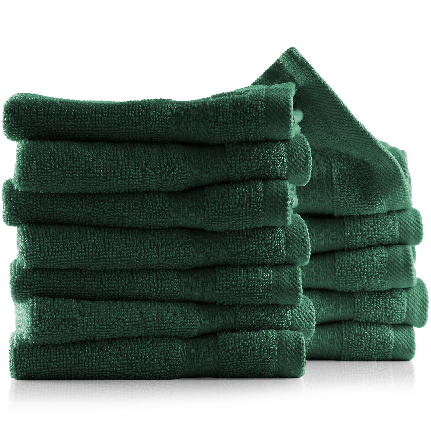 Clara Clark Bath Towels Set, 100% Cotton Luxury Soft Set of 12 Multipurpose Wash Cloths, Hunter