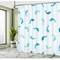 thumbnail image 5 of Ambesonne Turquoise Shower Curtain, Jumping Mammals, 69"Wx84"L, Turquoise Blue Navy, 5 of 5