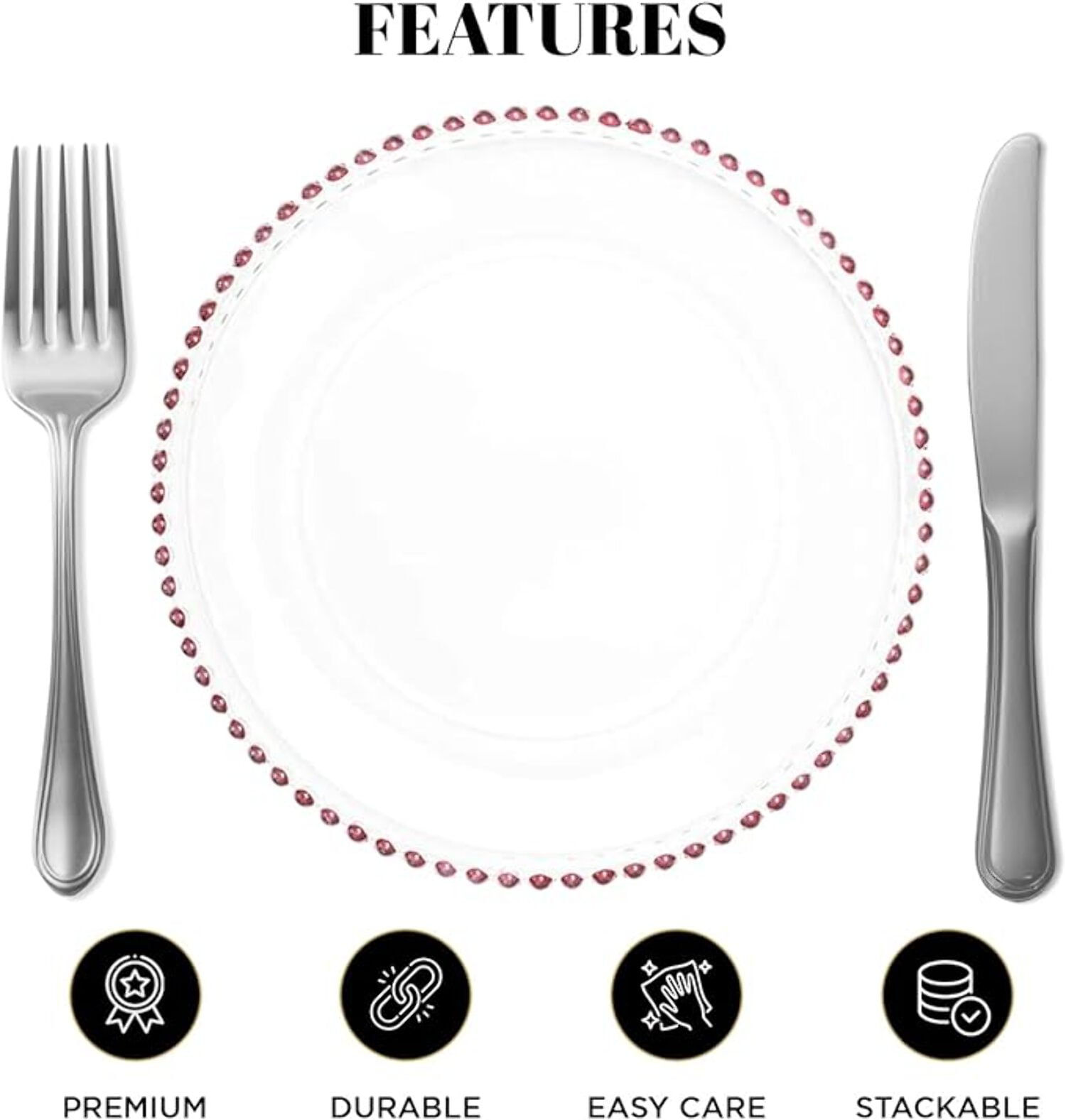 Rtteri 48 Pcs Charger Plates Set, Bulk 24 Plastic Plate Chargers with 24 Napkin