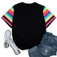 thumbnail image 2 of MOUSYA Women Plus Size Rainbow Sleeve Shirt Short Sleeve T-Shirts Stripes Print Shirts Summer Casual V Neck Loose Tee Tops, 2 of 6