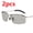 2pcs Gun color, variant on Polarized Day And Night Color Changing Glasses With Vintage Metal Frame And Resin Lens