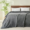 thumbnail image 2 of Biwat Super Soft Queen Blanket Grey Premium Silky Flannel Fleece 3D Clouds Stylish Jacquard Lightweight Bed Blanket All Season Use 350GSM (Grey Clouds, Queen(90"x90")), 2 of 4