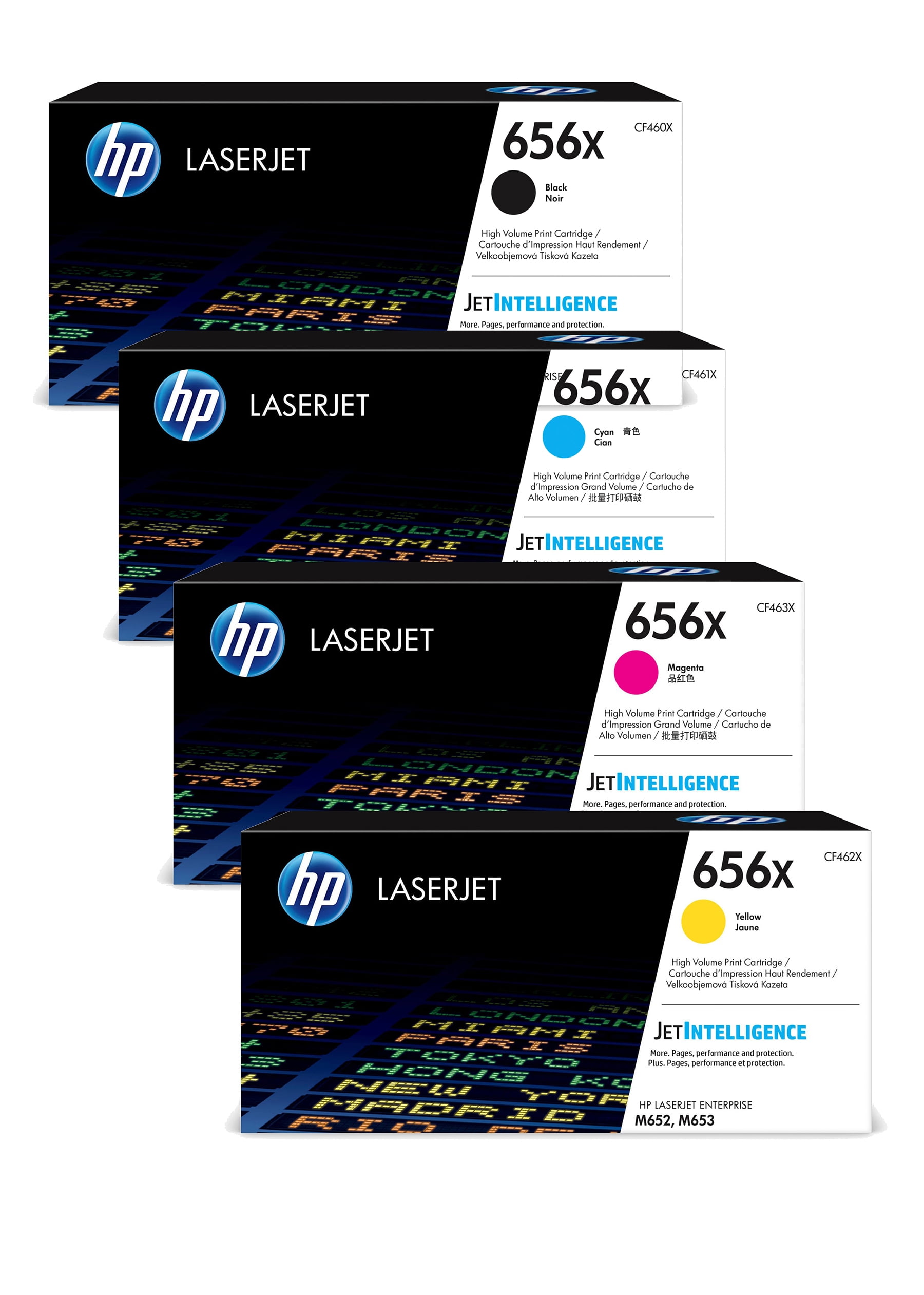 HP 656X Color Laserjet High Yield Toner Set, Cyan, Magenta, Yellow and
