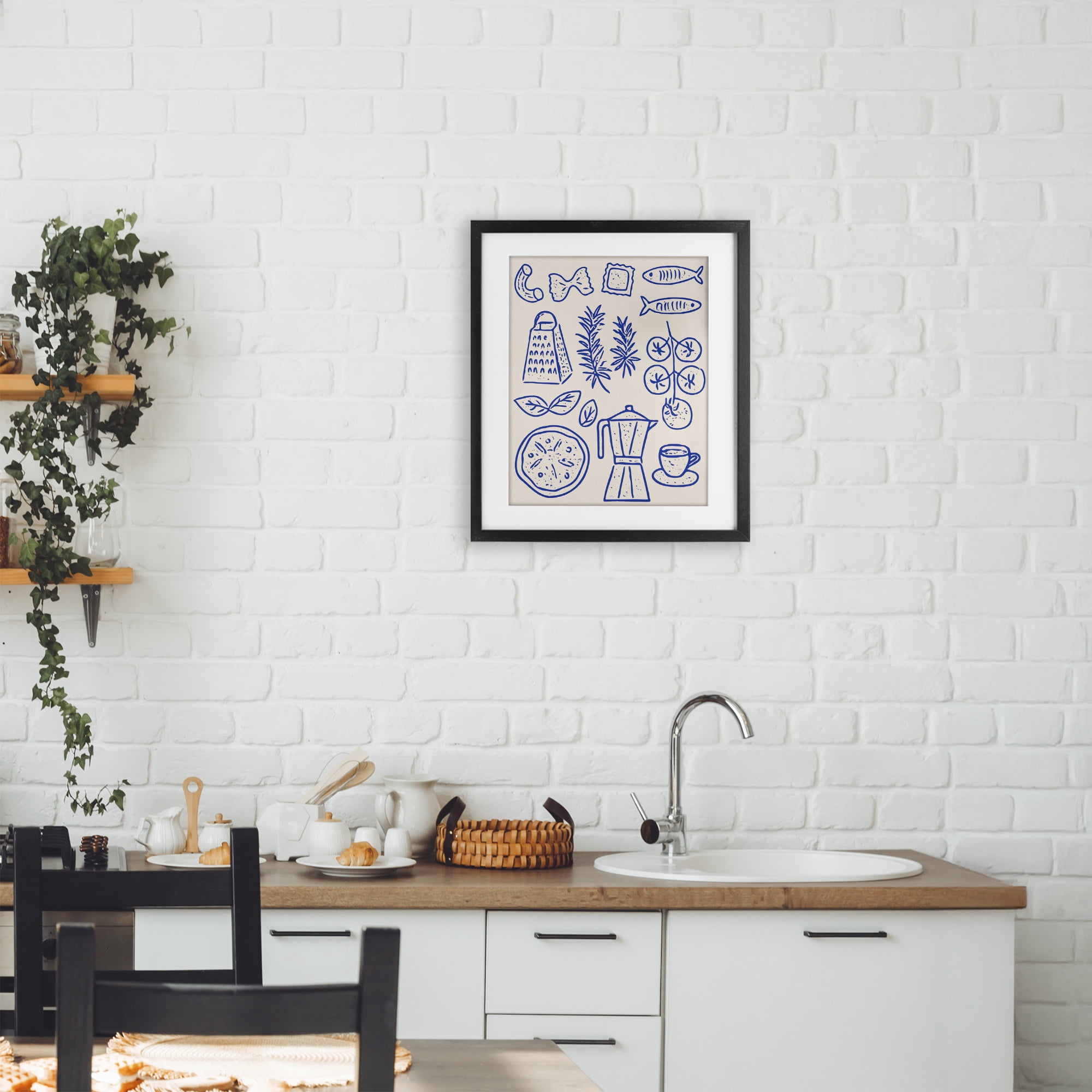 Stupell Industries Pasta & Espresso Simplicity Black Framed Print Under Glass, design by Camila Juncos