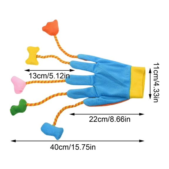 Funny Cat Play Glove Toy for Indoor Kittens - Soft Stuffed Plush Teaser Mitt with Bells - Interactive Five-Finger Cat Scratch Teasing Toy for Instinctual Hunting Play
