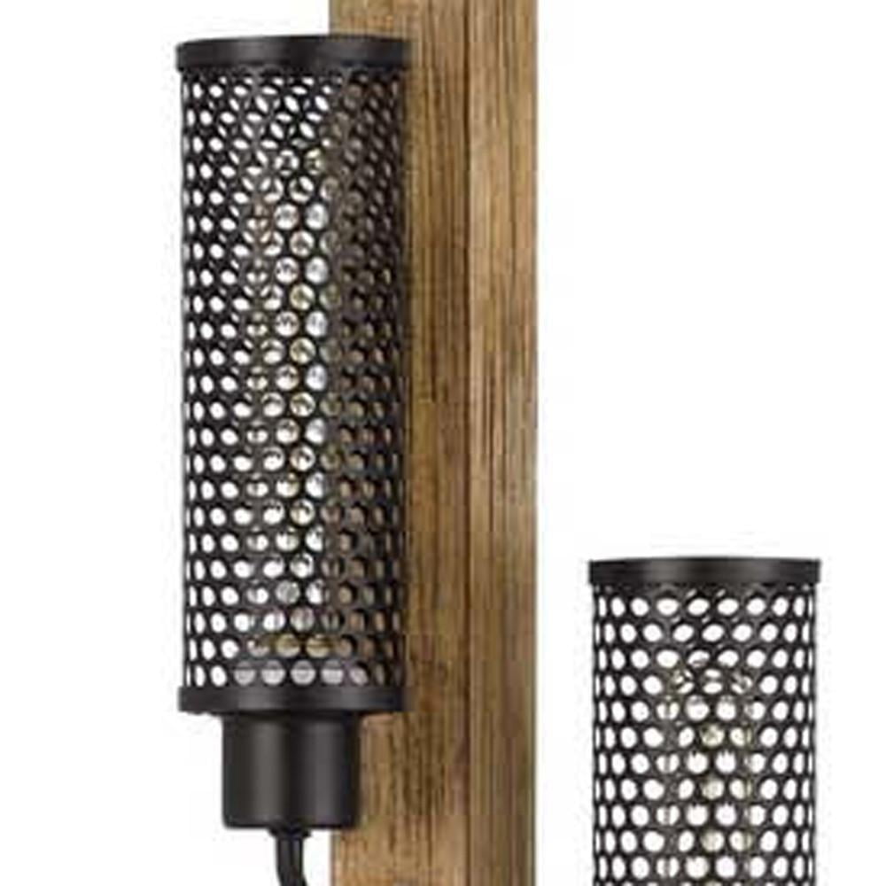 HomeRoots 526293 61 in. Brown Three Light Traditional Shaped Floor Lamp with Black Novelty Shade