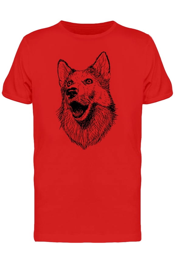 Husky With Blue Eyes Pen Style T-Shirt Men -Image by Shutterstock, Male Medium