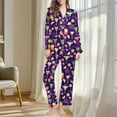 thumbnail image 4 of successthop Womens Cocktail Pajamas Long Sleeve Lapel Button Down Nightwear and Pj Pant Print Sleepwear with Pockets M, 4 of 8