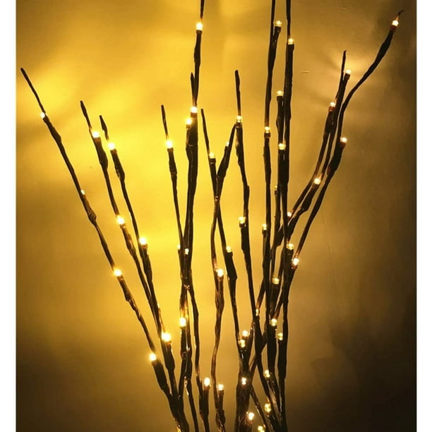 Luces de ramas con iluminación LED, alimentadas por USB, ramas de árboles preiluminadas para Navidad, luces de ramitas iluminadas para fiestas en interiores y exteriores en el jardín