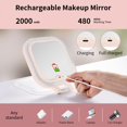 thumbnail image 3 of Espejo de tocador de maquillaje DESCHEN recargable con luces rosa, 3 of 6