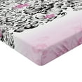 thumbnail image 2 of Ambesonne Black and Pink Fitted Sheet, Swirling Flowes, Queen Size, Pink and Charcoal Grey, 2 of 3
