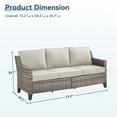 thumbnail image 2 of Planntonneo Wicker Outdoor 3 Seater Sofa, Patio Deep Seat Rattan Couch with Beige Cushions, 2 of 9