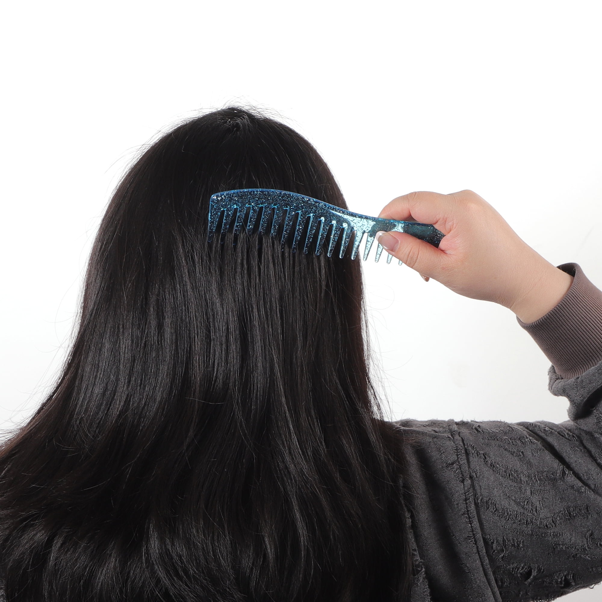 Unique Bargains 1 Pc Women Durable S Shaped Wide Tooth Straightening Comb Blue