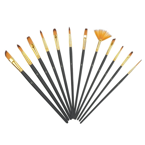 Juego de 12 pinceles de nailon para pintar, pinceles profesionales para acuarela