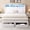 White, variant on Allewie Queen Size Platform Bed Frame with 2-Tier Storage Shelf and Charging Station, LED Lights and Velvet Wingback Upholstered Headboard, Black