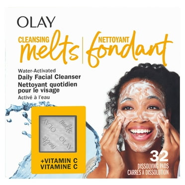 Olay Cleansing Melts + Vitamin C Face Cleanser, Water-Activated Face Wash Cleans, Tones, and Refreshes Skin