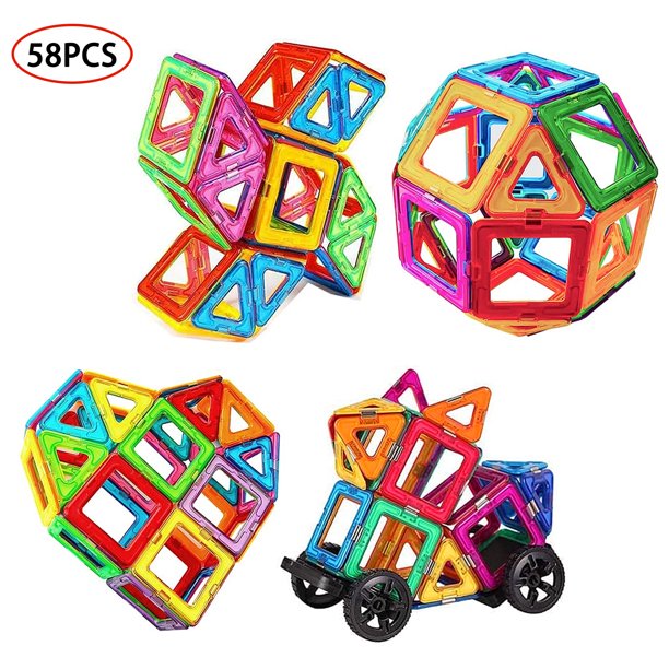 MXKF 58Piece Blocks STEM Toddler Toys for Kids 3+ Year Old