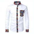 thumbnail image 4 of Yaoyar Men Fashion Printed Casual Shirt Pocket Buttoned Long Sleeve Stand-Up Collar Shirt Slim Fit Floral Print Shirt, 4 of 7
