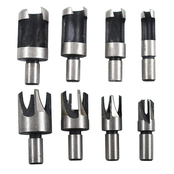 PET-U 8Pcs Carbon Steel Boring Drill Bits Wood Plug Hole Cutter Dowel Cutting Shank Drill Bit Set