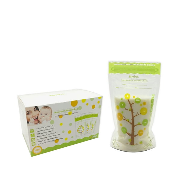 Bolsa Bimirth 112 PCS Almacenamiento de leche materna Bolsas frescas Capacidad 200ML Material seguro Almacenamiento de leche libre de BPA Almacenamiento y bolsa de congelación Contenedor para bebés Be Bimirth Bolsa