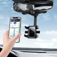 thumbnail image 1 of 1pc Rotatable and Retractable Car Phone Holder Rearview Mirror Driving Recorder Bracket DVR/GPS Mobile Phone Support with Cable, 1 of 5
