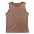 thumbnail image 3 of YAYUBA Men's Striped Sequin Tank Top for Rave, Sparkly Metallic Reflective Mesh Shirts, Coffee, L, 3 of 3
