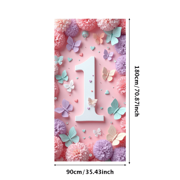LUUFILx Butterfly Themed First Birthday Backdrop Banner Decoration for Baby Shower Background Party Supplies Photography Props Decors
