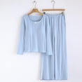 thumbnail image 2 of Jamicy Lounge Sets for Women Solid Color Comfy Ribbed Knit Pajamas Fall Crew Neck Long Sleeve Sleepwear 2 Piece Casual Loungewear, 2 of 9