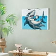 thumbnail image 5 of Shangniulu Shark Wall Decor Shark Drinking Coffee Wall Art Bathroom Canvas Funny Animals Pictures Coastal Canvas Prints Painting Framed Artwork for Bathroom Living Room Bedroom Kitchen, 5 of 5
