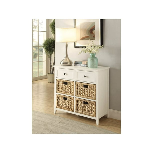 Console Table With Wicker Crate Baskets Rectangular 6 Drawers Com Console Table With Wicker Crate Baskets, White Console Table With Storage Baskets