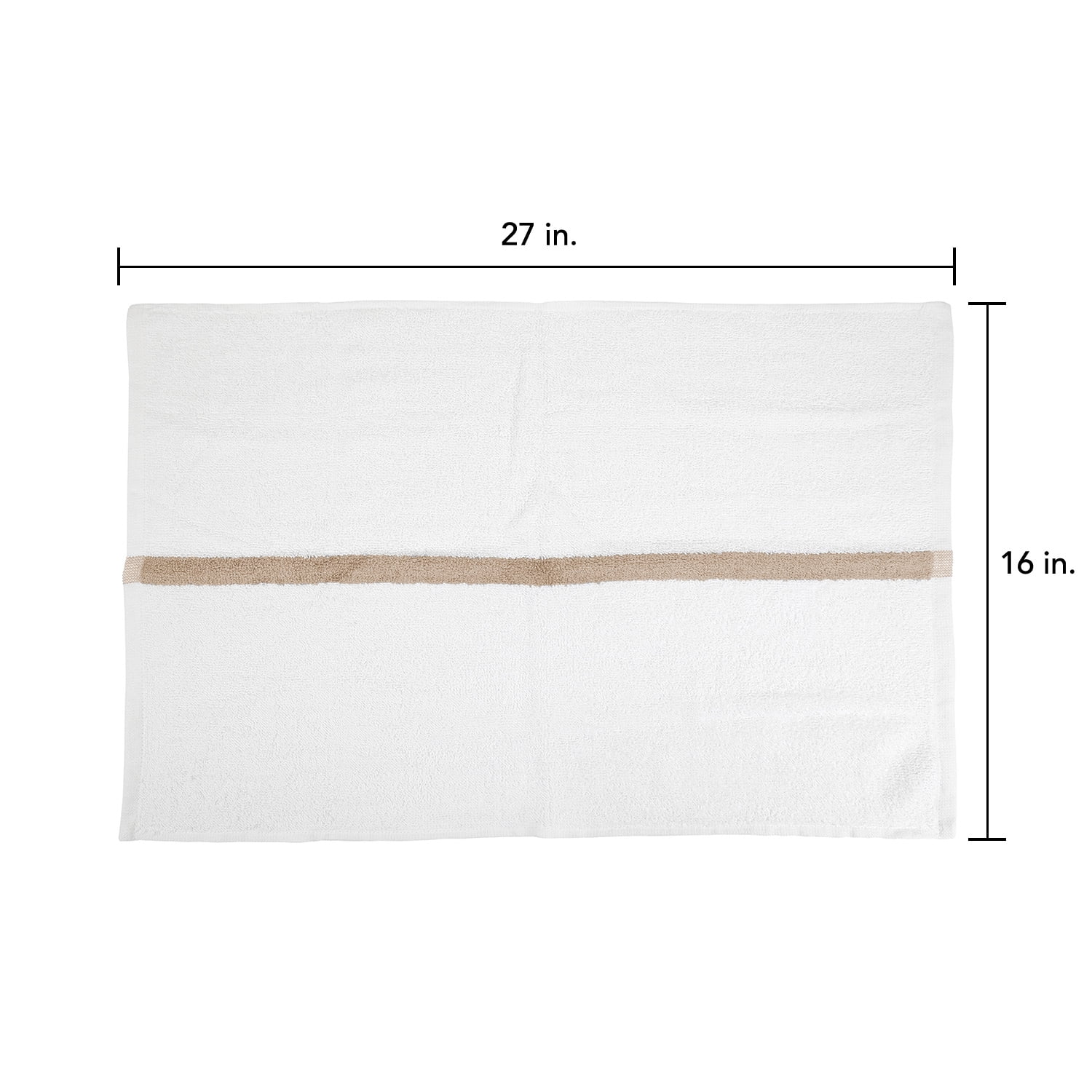 Arkwright Power Gym Hand Towels (12 Pack), 16x27 in., Soft Cotton, White with Beige Stripe