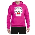 thumbnail image 2 of Wild Bobby, Catch Up with Jesus Funny Ketchup Bottle, Inspirational/Christian, Unisex Graphic Hoodie Sweatshirt, Fuschia, Medium, 2 of 3