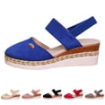 thumbnail image 5 of EliteGoogv Womens Wedge Sandals Closed Toe Platform Sandals Flock Upper Woven Bottom On Sandals For Women Large Size Summer Beach Shoes Blue US :7.5, 5 of 9