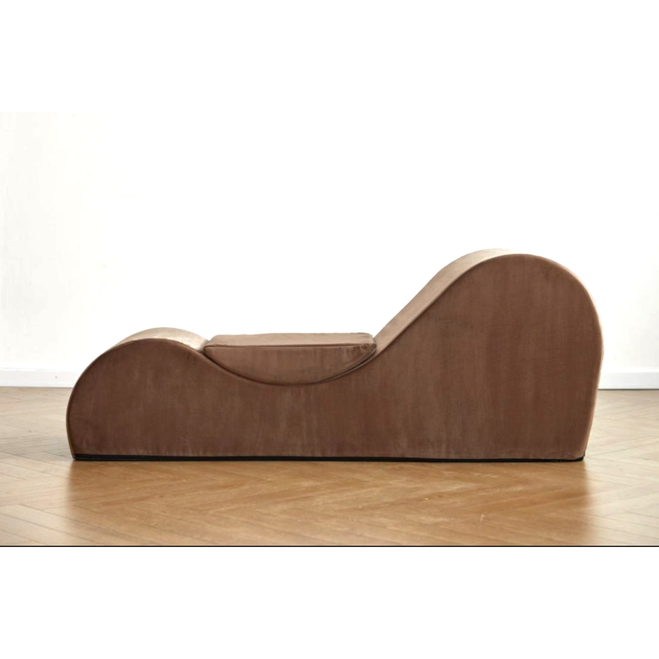GDF Studio 62.5" Ergonomic Chaise Lounge Chair with High-Density Foam, Machine-Washable Cover, Brown