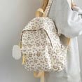thumbnail image 4 of Cat Print School Backpack, Cute Aesthetic Backpack with Drawstring Side Pockets&Pendant, Lightweight Breathable Bookbag for Shopping Work Dating Daily Use, Yellow, 4 of 9