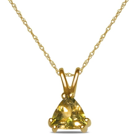 - Woman's Trillion Cut Citrine Necklace Pendant in SOLID 10k Yellow Gold