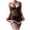 Black, variant on Sexy Garter Belt Mesh Lace Babydoll Lingerie Dress Set with Thong