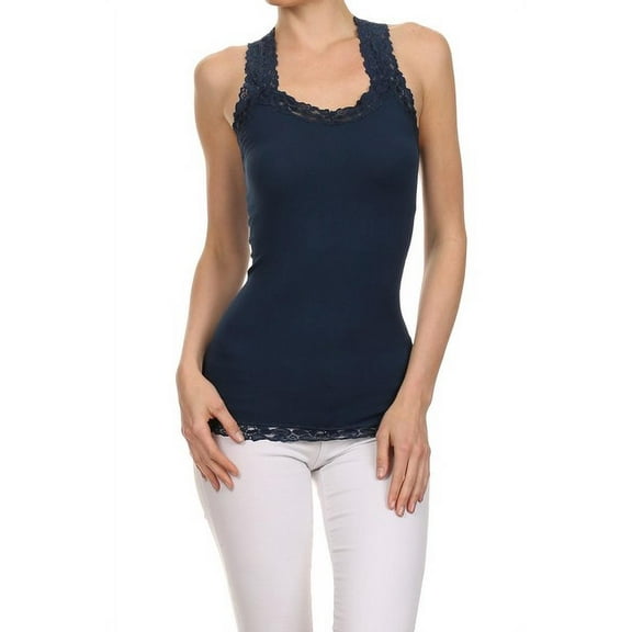 K-Cliffs Women's -Junior's V-Neck Racer Back Lace Strap Tank. One Size