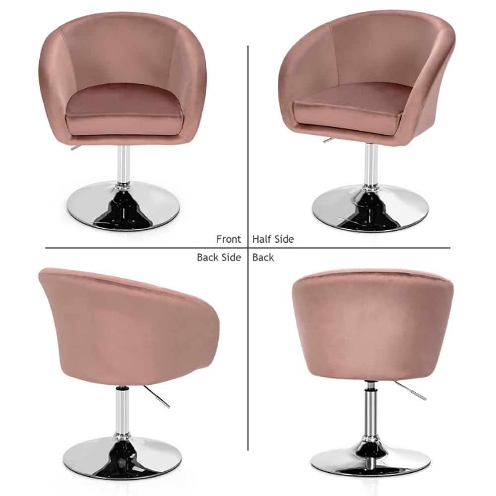 Finihen Modern Vanity Chair, 360 Degree Swivel Makeup Stool Accent Chair with Round Back and Metal Base, Makeup Chair for Living Room Bedroom Lounge Pub, Pink Finihen Modern Vanity Chair, 360 Degree Swivel Makeup Stool Accent Chair with Round Back and Metal Base, Makeup Chair for Living Room Bedroom Lounge Pub, Pink