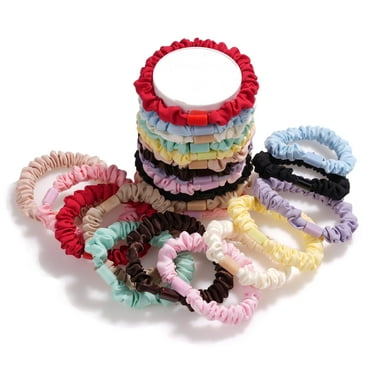HZCrisp 24 Pack Silk Hair Ties, No Damage Elastic Hair Bands in 12 Colors, Soft Multi-Color Scrunchies Set for Ponytails, Braids, and Everyday Use for Women and Girls