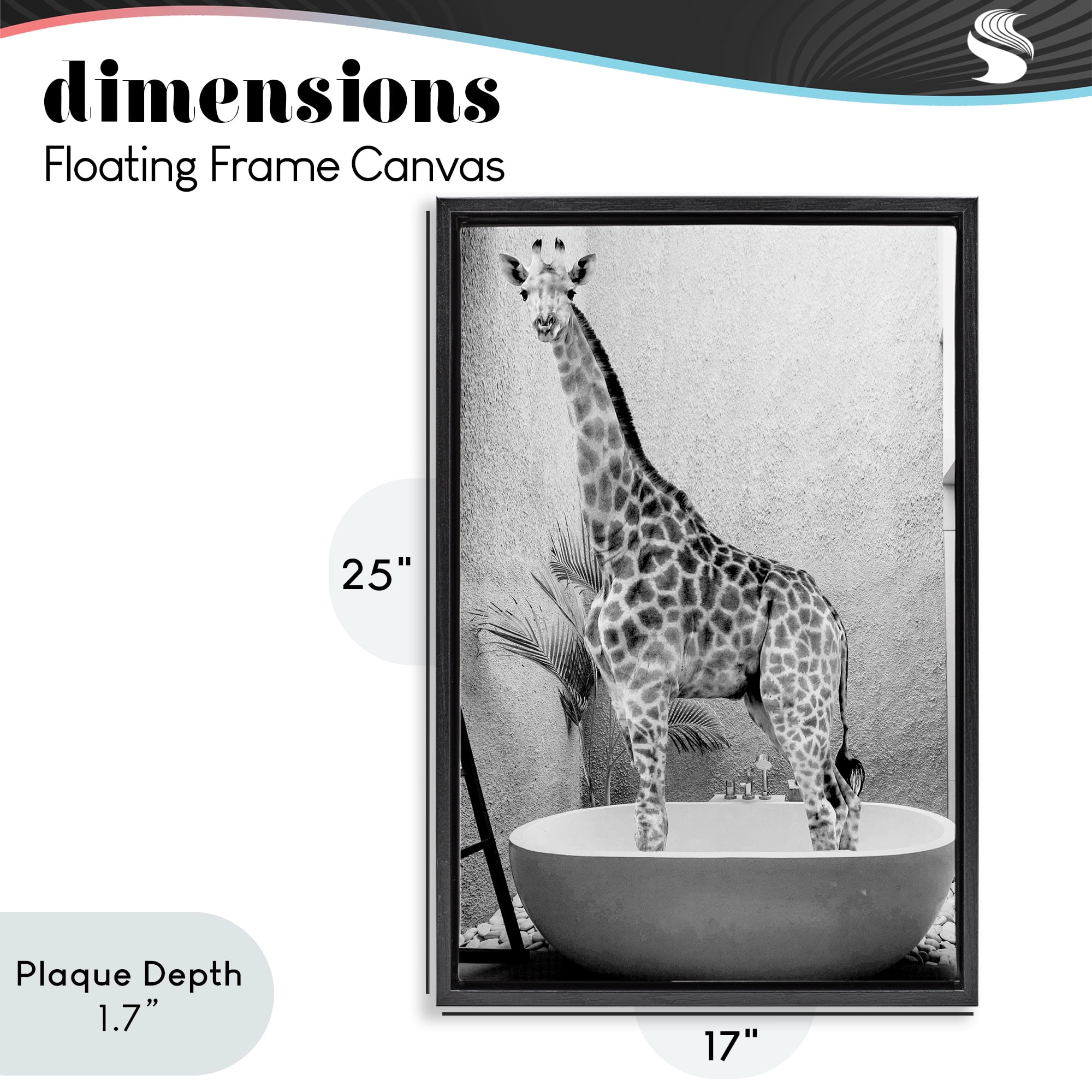 Stupell Industries Safari Bath Standing Tall Black Framed Floater Canvas Wall Art, design by SD Graphics Studio
