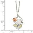 thumbnail image 2 of Auriga Fine Jewelry 925 Sterling Silver Rose and Lab Created White Opal 18inch Clasp Necklace for Women, 2 of 4