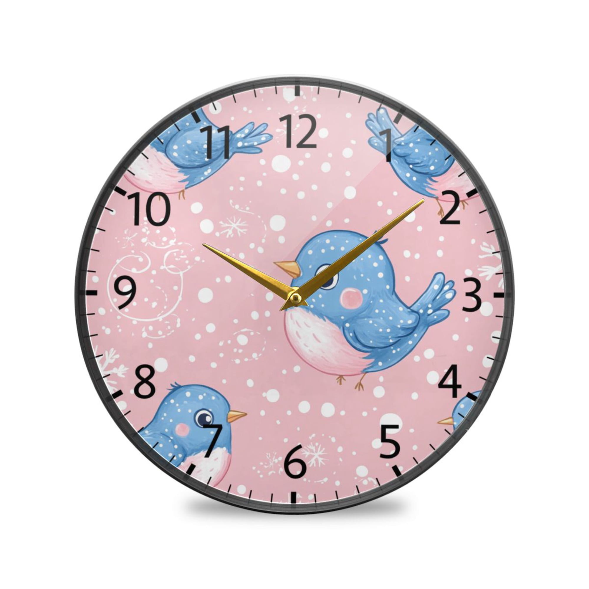 BZSMCE Wall Clock Acrylic Size：9.5*9.5in/11.9*11.9in Whimsical Winter Blues Design Pattern Clock