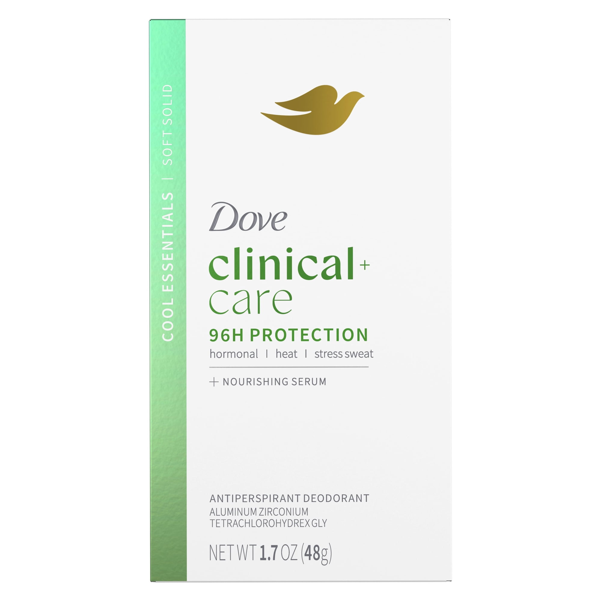 Dove Clinical + Care Clinical Protection Antiperspirant With Nourishing Serum Cool Essentials 96 Hour Odor Protection, 1.7 oz