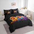thumbnail image 2 of Manfei Cute Little Birds 7pcs Queen Bedding,Lovely Capybara Bedding Comforter Set Queen,Black,Black Reversible, 2 of 7