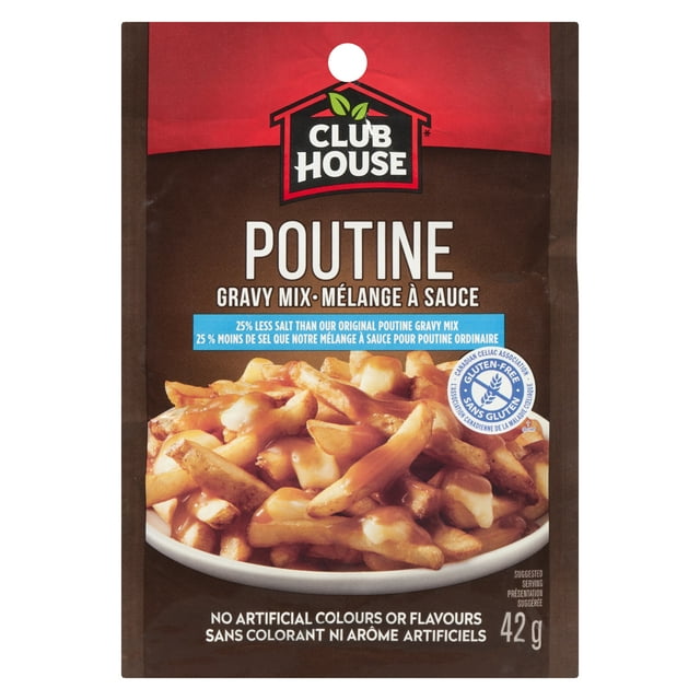 Club House, Dry Sauce/Seasoning/Marinade Mix, Poutine Gravy Mix, 25% less salt than our original poutine gravy mix